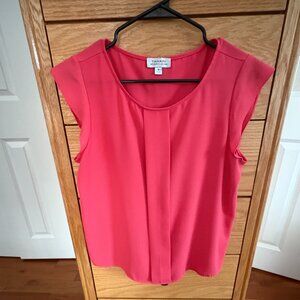 Tahari Salmon Color Cap Sleeve blouse.